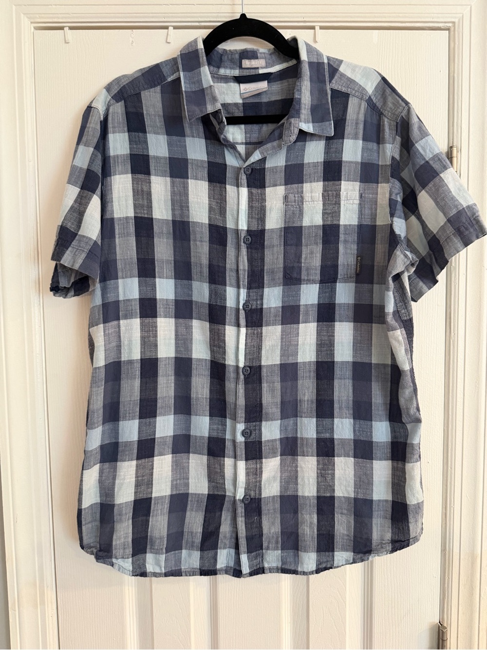 Columbia Blue Plaid Short-Sleeve Button-Down Shirt